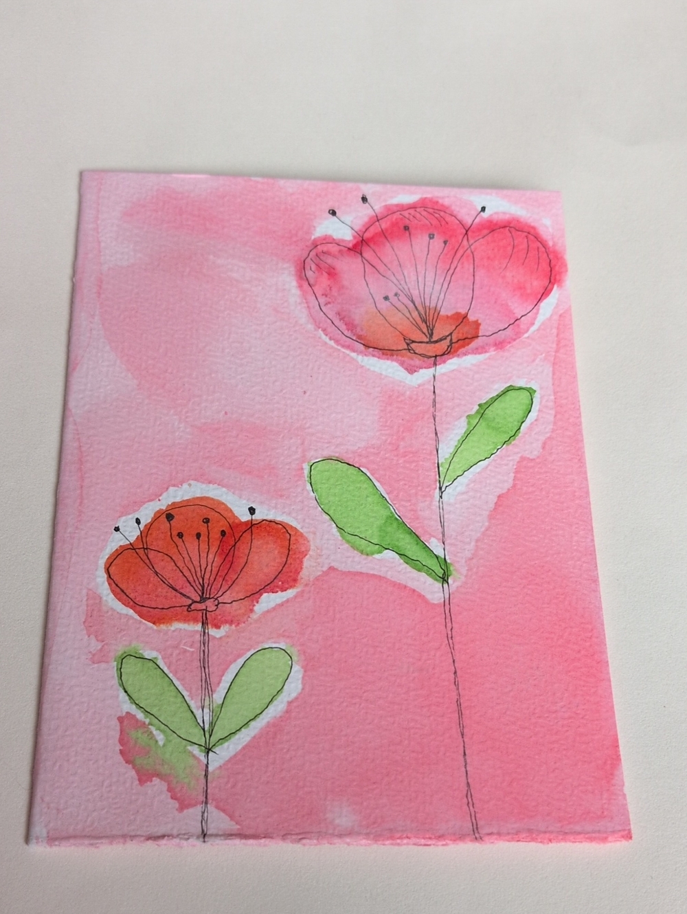 Red Watercolor Floral Art